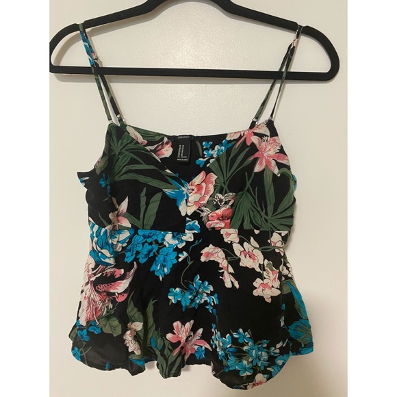 Forever 21 Floral Print Top With Slit